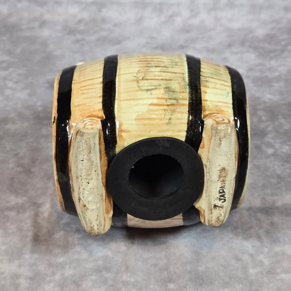 Vintage Piggy Bank Beware of Dog Doghouse‎ Barrel Ceramic